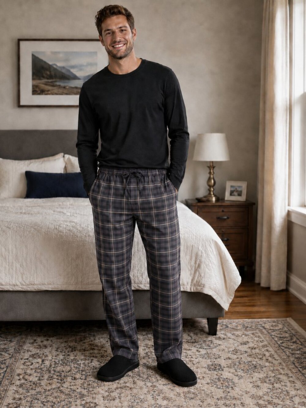 Madewell Grey Plaid Flannel Lounge Pajama Pants with drawstring Relaxed Fit NWT